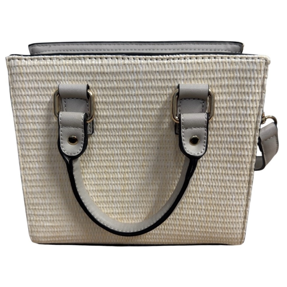 Atrie Vegan Crossbody Satchel – Woven Straw & Faux Leather Trim (NWT) - Picture 2 of 7